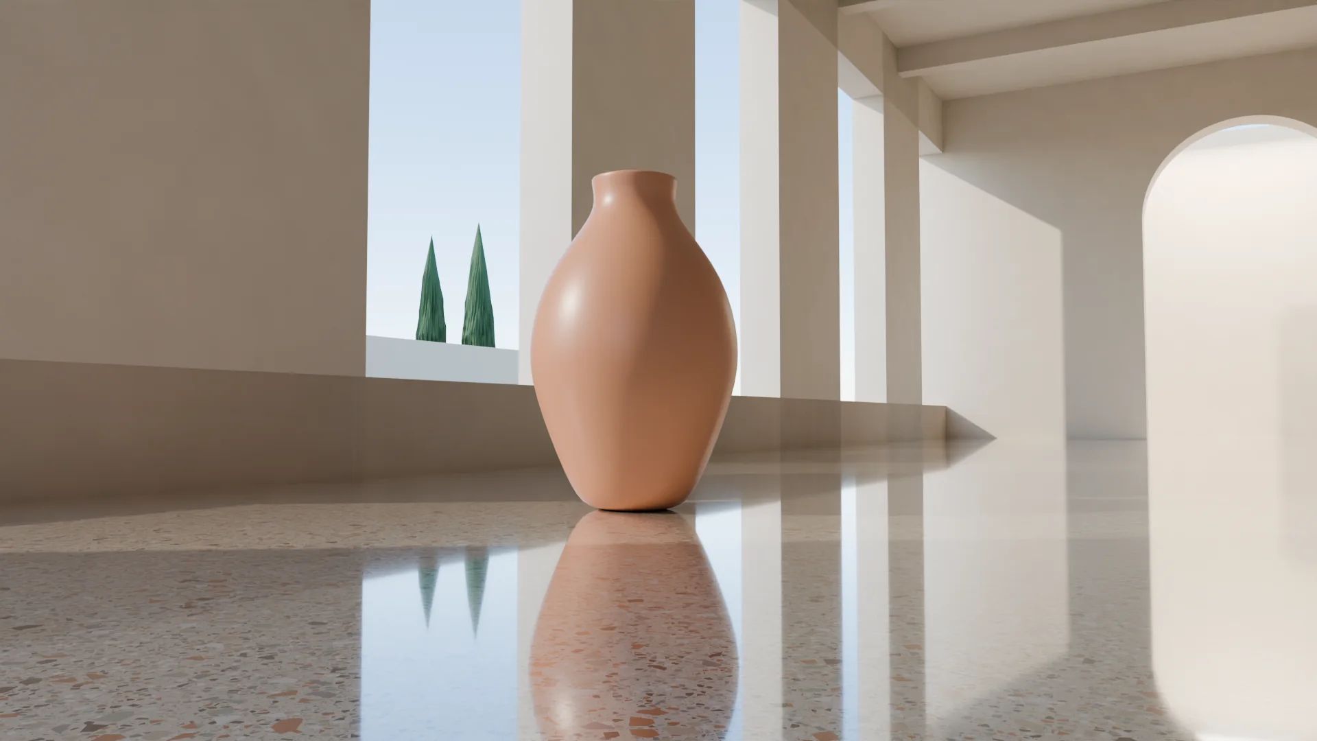 Parlatılmış terrazzo zemin (temsili 3B)